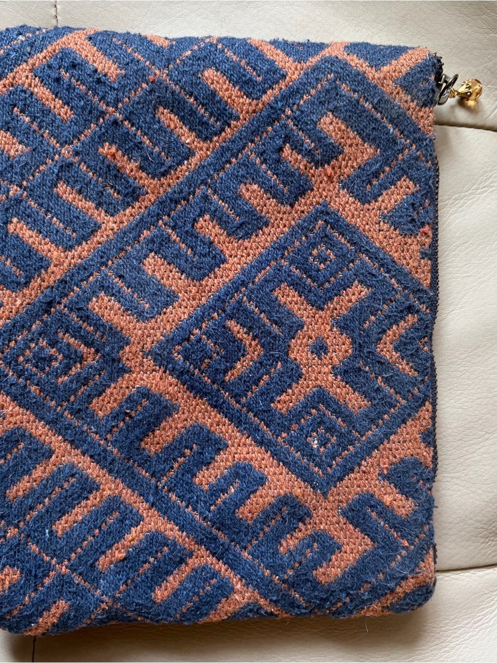 Woven Geometric Pattern Clutch - Blue & Rust Universal Thread